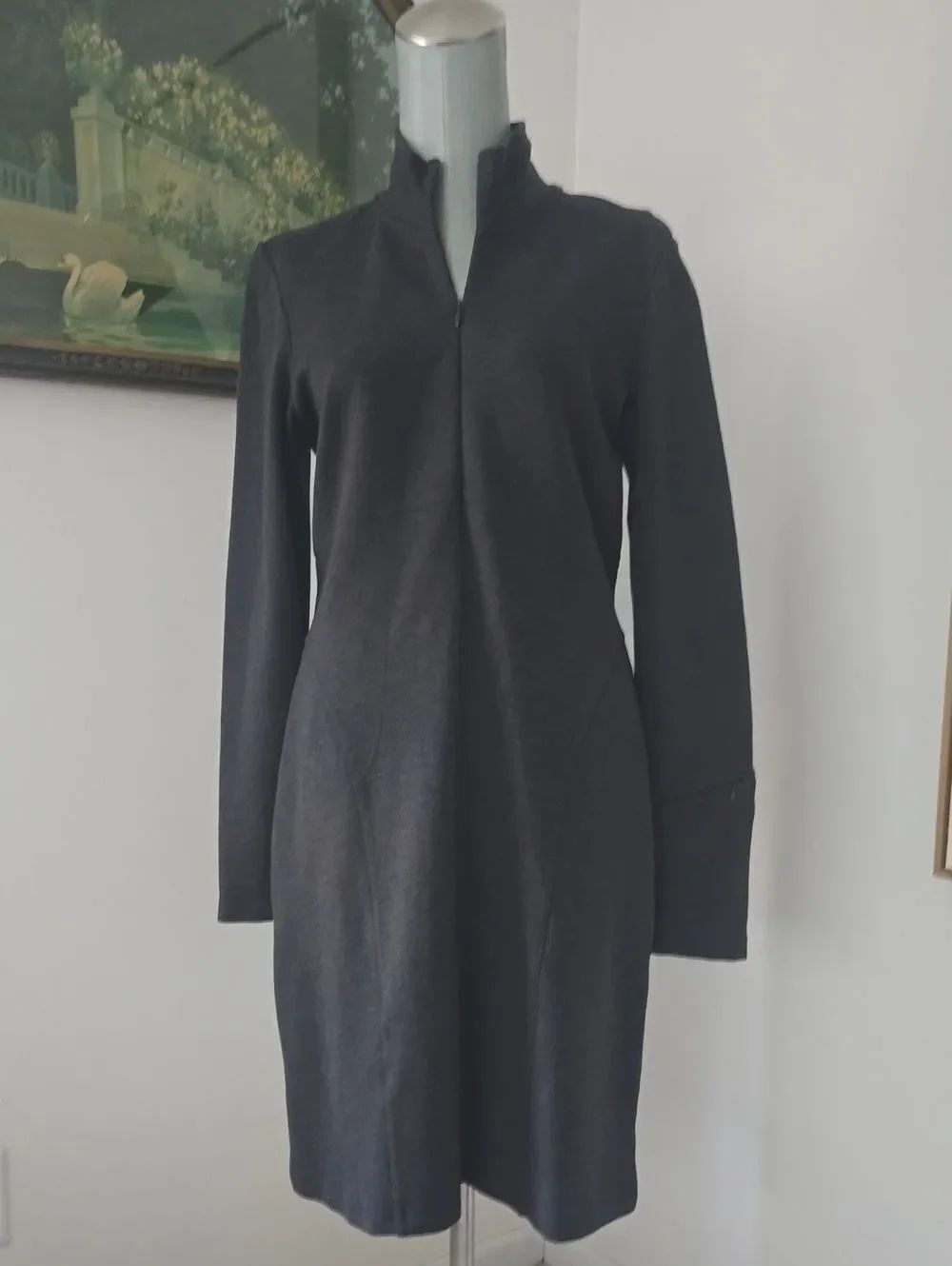 Athleta | Charcoal Zip-Front Long-Sleeve Dress